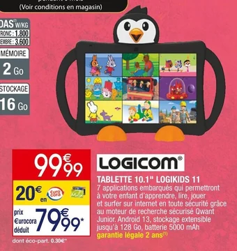 Cora x Carrefour Logicom tablette 10.1 logikids 11 offre