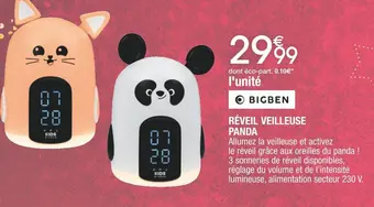 Cora x Carrefour Bigben réveil veilleuse panda offre