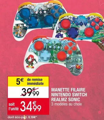Nintendo switch manette filaire realmz sonic