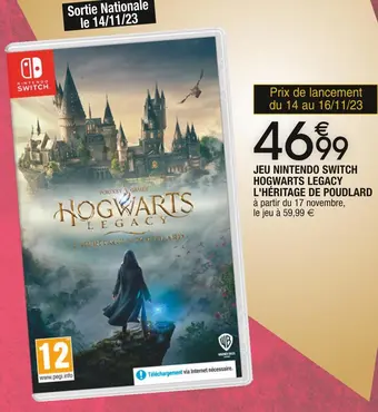 Cora x Carrefour Nintendo jeu nintendo switch hogwarts legacy l'héritage de poudlard offre
