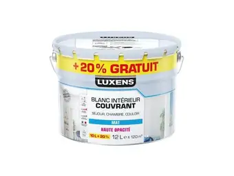 Weldom Peinture mur, plafond, boiserie blanc mat luxens couvrant 10l+20% gratuit offre