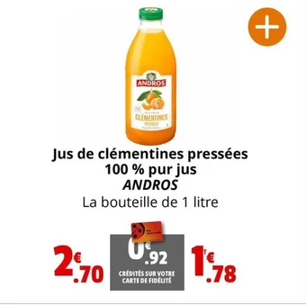Coccinelle Express Jus de clémentines pressées 100 % pur jus ANDROS offre