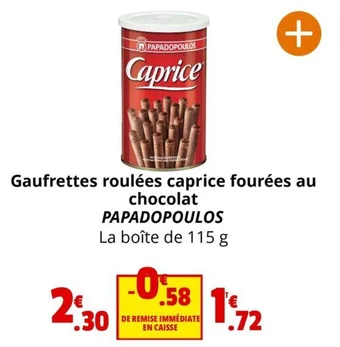 Coccinelle Express Gaufrettes roulées caprice fourées au chocolat offre