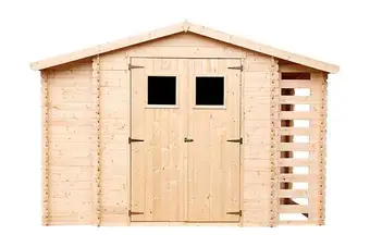 Bricomarché Timbela m389+m389g abri de jardin en bois et range bûches avec sol traité i206xl328xh218 cm/ 5,41 m2 offre