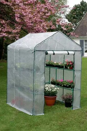 Bricomarché Serre de jardin-terrasse - verticale 4 étagères + bâche armée - 2m2 offre