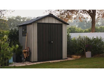 Bricomarché Abri jardin résine brossium oakland 757 - 5,1 m² - 230 x 223.8 x 241.9 cm - gris brossé offre