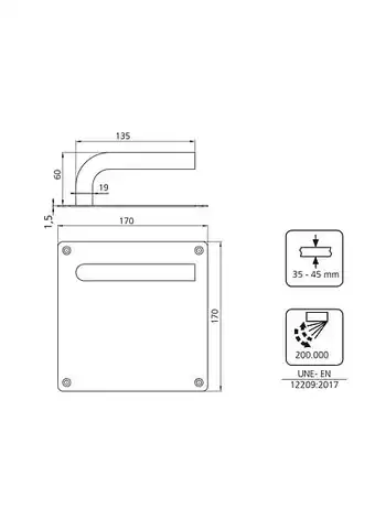 Bricorama Emuca jeux de poignées avec plaque 17x17 cm pour porte intérieur, forme l, acier inoxydable, nickel satiné offre