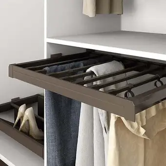Bricorama Emuca porte-pantalons extractible, réglable, module de 800 mm, 7 tringles, aluminium et acier, couleur moka offre