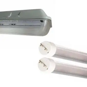 Bricomarché Kit de réglette led étanche double pour tubes t8 150cm ip65 (2 tubes néon led 150cm t8 24w inclus) - blanc neutre 4000k - 550 offre
