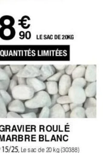 Chretien Matériaux GRAVIER ROULÉ MARBRE BLANC offre