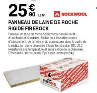 Chretien Matériaux PANNEAU DE LAINE DE ROCHE RIGIDE FIR EROCK offre