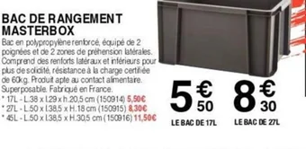 Chretien Matériaux BAC DE RANGEMENT MASTERBOX offre