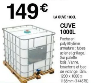 Chretien Matériaux CUVE 1000L offre