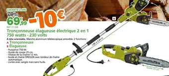 Provence Outillage Tronçonneuse élagueuse électrique 2 en 1 750 watts - 230 volts offre