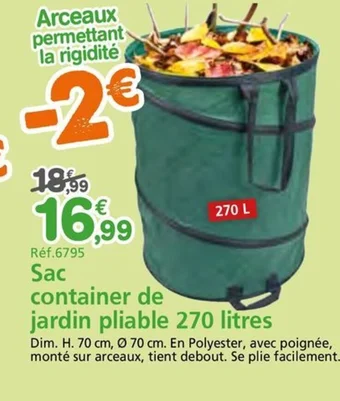 Provence Outillage Sac container de jardin pliabRéf.6795 Sac container de jardin pliable 270 litres e 270 litres offre