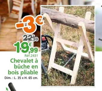 Provence Outillage Chevalet à bûche en bois pliable offre
