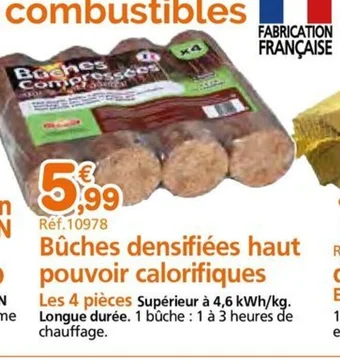 Provence Outillage Bûches densifiées haut pouvoir calorifiques offre