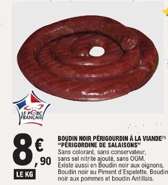 E.Leclerc BOUDIN NOIR PÉRIGOURDIN À LA VIANDE PÉRIGORDINE DE SALAISONS offre