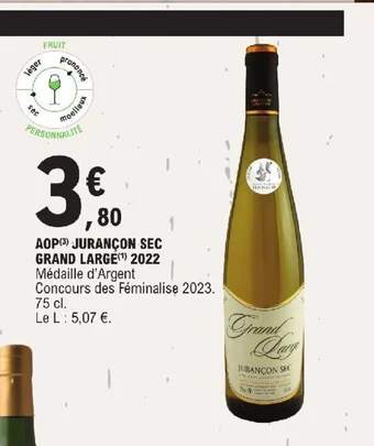 E.Leclerc AOP JURANÇON SEC GRAND LARGE 2022 offre