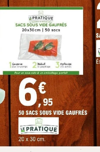 E.Leclerc 50 SACS SOUS VIDE GAUFRÉS offre