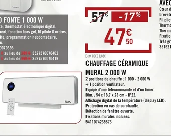 E.Leclerc CHAUFFAGE CÉRAMIQUE offre