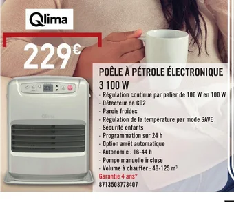 POÊLE À PÉTROLE ÉLECTRONIQUE 3 100 W