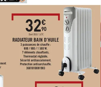 E.Leclerc RADIATEUR BAIN D'HUILE offre