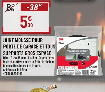 E.Leclerc JOINT MOUSSE POUR PORTE DE GARAGE ET TOUS SUPPORTS GROS ESPACE offre