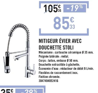 E.Leclerc MITIGEUR ÉVIER AVEC DOUCHETTE STOLI offre