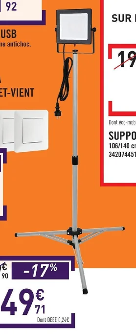 E.Leclerc PROJECTEUR LED SUR TRÉPIED 50 W offre