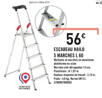 ESCABEAU HAILO 5 MARCHES L 60