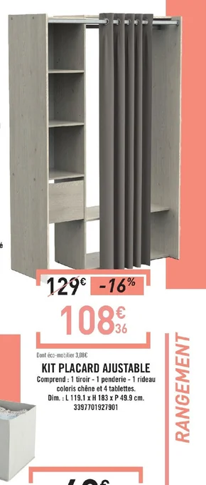 E.Leclerc KIT PLACARD AJUSTABLE offre