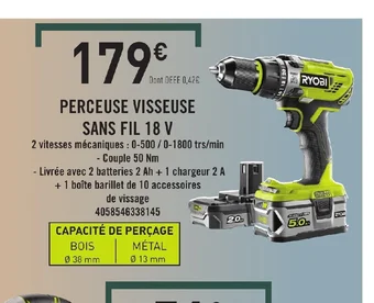 E.Leclerc PERCEUSE VISSEUSE SANS FIL 18 V offre