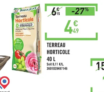 E.Leclerc TERREAU HORTICOLE 40 L offre