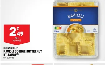 ALDI RAVIOLI COURGE BUTTERNUT ET SAUGE offre