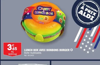 ALDI LUNCH BOX AVEC BONBONS BURGER offre