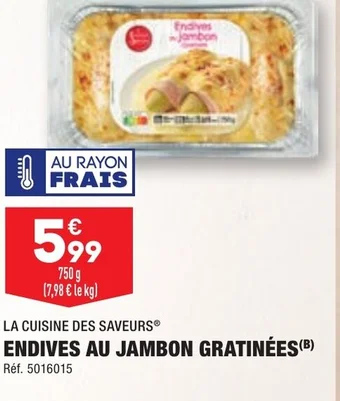 ALDI ENDIVES AU JAMBON GRATINÉES offre