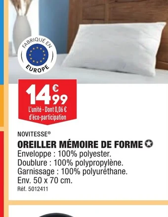 ALDI OREILLER MÉMOIRE DE FORME offre