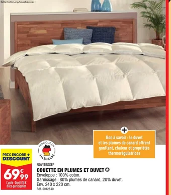 ALDI COUETTE EN PLUMES ET DUVET offre