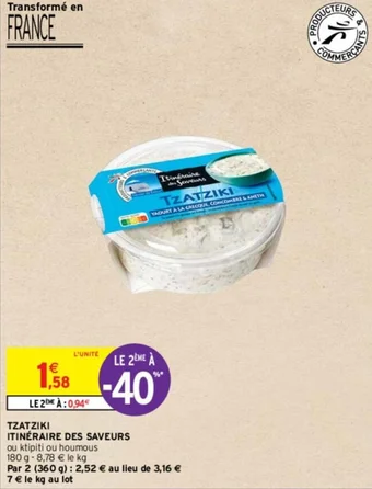 Intermarché TZATZIKI ITINÉRAIRE DES SAVEURS offre