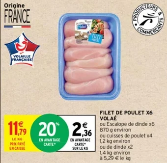 Intermarché FILET DE POULET X6 VOLAÉ offre