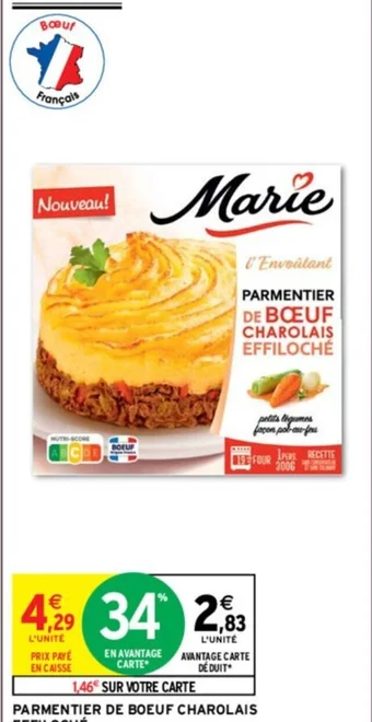 Intermarché PARMENTIER DE BOEUF CHAROLAIS EFFILOCHÉ offre