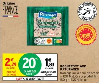 Intermarché ROQUEFORT AOP PÂTURAGES offre