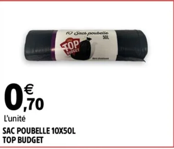 Intermarché SAC POUBELLE 10X50L TOP BUDGET offre