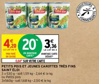 Intermarché PETITS POIS ET JEUNES CAROTTES TRÈS FINS SAINT ÉLOI offre