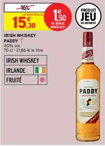 Intermarché IRISH WHISKEY PADDY offre