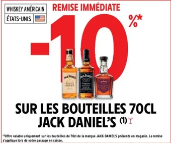 Intermarché SUR LES BOUTEILLES 70CL JACK DANIEL'S T offre
