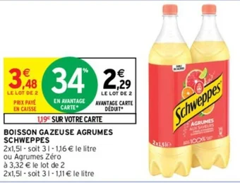 Intermarché BOISSON GAZEUSE AGRUMES SCHWEPPES offre