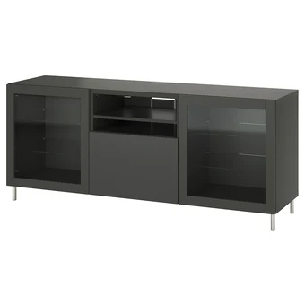 IKEA Bestå banc tv avec tiroirs, gris foncé sindvik/lappviken/stubbarp gris foncé, 180x42x74 cm offre