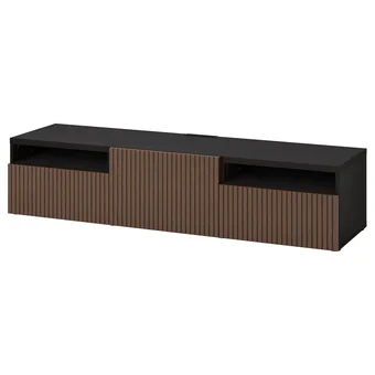IKEA Bestå banc tv avec tiroirs et porte, brun noir björköviken/brun placage chêne teinte, 180x42x39 cm offre